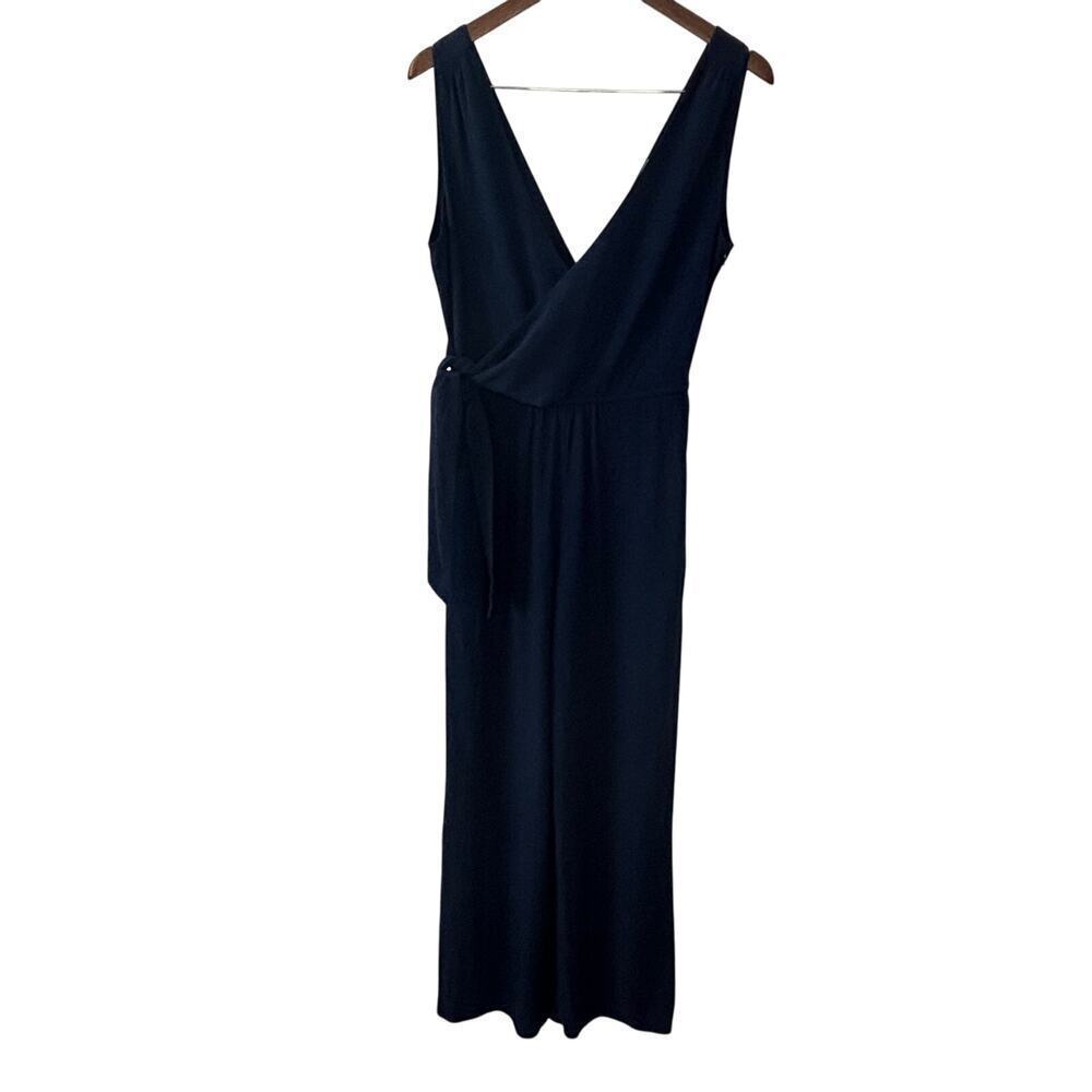 Splendid Cellajane blog collab navy linen blend sleeveless jumpsuit size S
